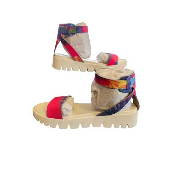 MIA Mady Sandals, Size 7.5, Rainbow Tie-Dye Ankle Strap Gladiator NWT - Picture 1 of 5